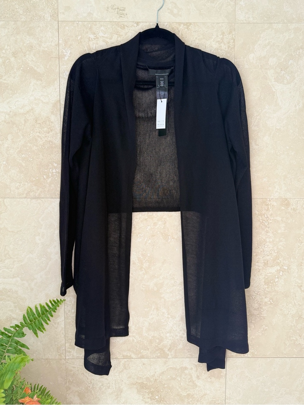White House Black Market Black Sheer Open Cardigan NWT Lightweight XXS